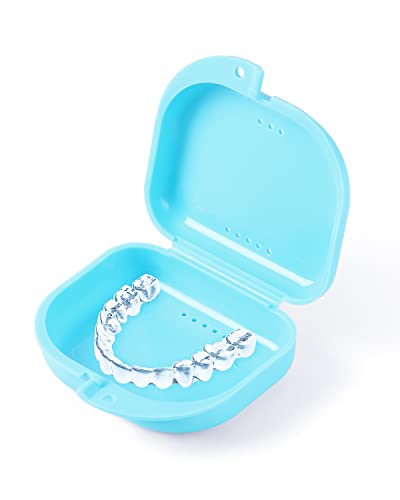 JMU Retainer Case with Vent Holes, 4 Pack Orthodontic Mouth Guard Cases Denture Case | Dental Storage Container, Denture Case Travel Box for Aligner with Snap Lock - color: Blue/Teal/Purple/Pink