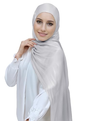 Lina & Lily Sheen Shimmer Women's Crepe Scarf Shawl Wrap Head Hijab Lightweight - color: Light Gray