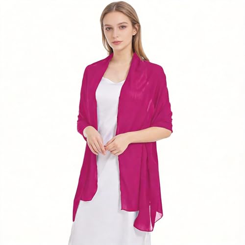 Chiffon Shawls and Wraps - Lightweight Scarve for Women Evening Dresses Wedding Bridal Formal Party - color: Fuchsia