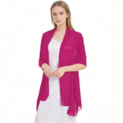 Chiffon Shawls and Wraps - Lightweight Scarve for Women Evening Dresses Wedding Bridal Formal Party - color: Fuchsia
