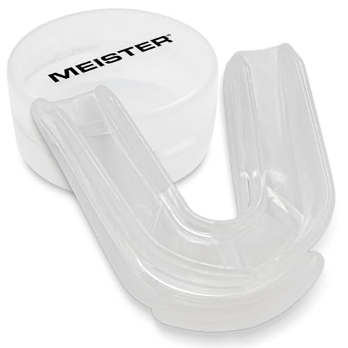 Mesiter Moldable Double Mouth Guard w/Case - Clear | Custom-fit design, upper and lower teeth protection for MMA, boxing and contact sports - color: Clear