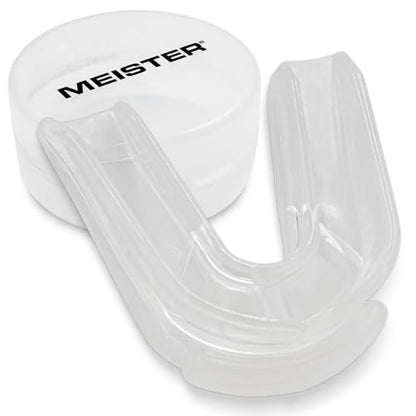 Mesiter Moldable Double Mouth Guard w/Case - Clear | Custom-fit design, upper and lower teeth protection for MMA, boxing and contact sports - color: Clear