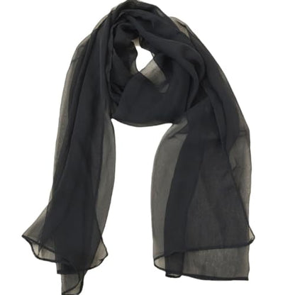 Utaly Lightweight Chiffon Scarf for Women Long Chiffon Sheer Scarf Ladies Fashion Sun-proof Shawls Wrap - color: Black