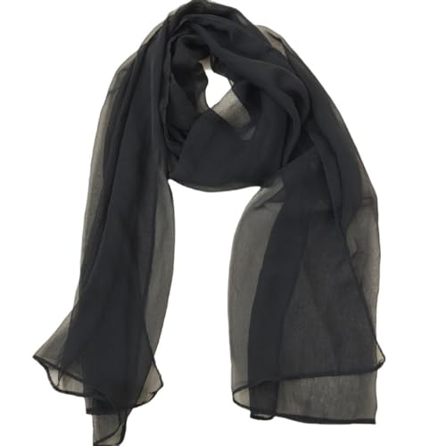 Utaly Lightweight Chiffon Scarf for Women Long Chiffon Sheer Scarf Ladies Fashion Sun-proof Shawls Wrap - color: Black