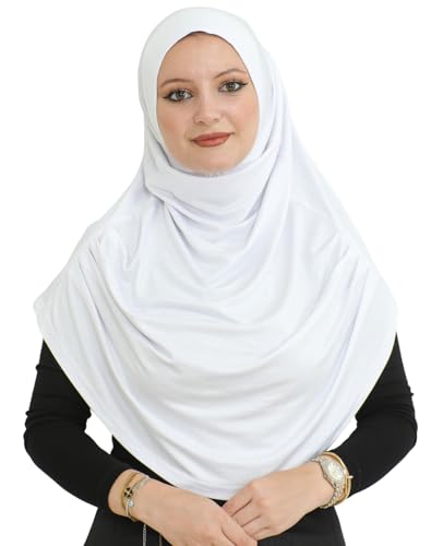 Prien Ready To Wear Hijab For Women, Instant Turban, Soft Muslim Scarf For Prayer, Long Hijabs, Islamic Clothes, Jersey Abaya - color: White