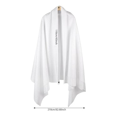 DIAOJIA® Muslim Men's Prayer Shawl,Pilgrimage Towel White Traditional Arabic Hajj Shawl, Polyester Terry Cloth Material, 110x210 cm, 2-Piece Set with Storage Bag (White)