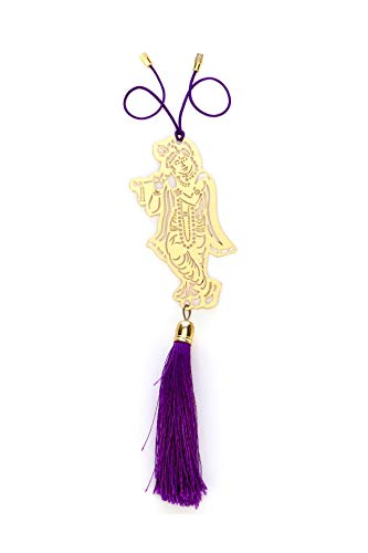 ADORAA's Handcrafted Shri Krishna/Krishan Kanihiya Rear View Mirror Car Hanging Ornament/Car Pendant/Amulet for car, Perfect Car Charm/Accessories for Car Décor in Brass. Safety/Protection for car