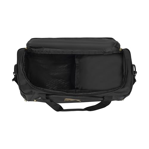 PUMA Accelerator Duffel Bag with Removable Strap & Shoe Pocket - color: Black/Gold