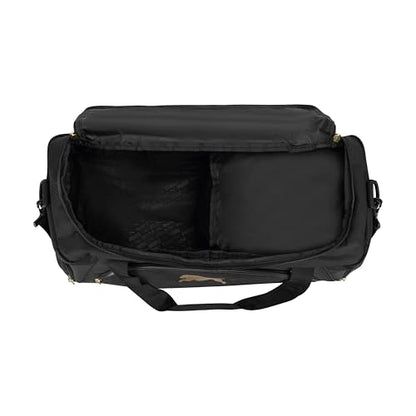 PUMA Accelerator Duffel Bag with Removable Strap & Shoe Pocket - color: Black/Gold