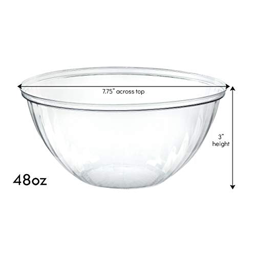 Disposable 48 Ounce Round Crystal Clear Plastic Bowls With Lids 4 Sets - size: 48 OUNCE