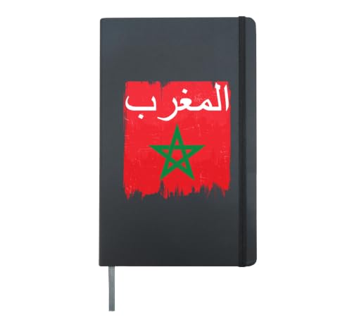 Flag of Morocco's Arabic Calligraphy Moorish Muslim Moroccan Hardcover Journal, Black
