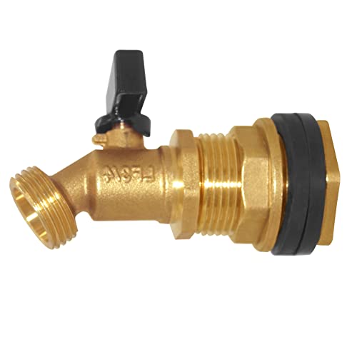 Joywayus Brass Water Container/Rain Barrel Spigot Kit 3/4" Threaded | Quarter Turn Ball Valve, 3/4" Female to 1" Male Bulkhead Fitting, Water Tank Connector, Fit for Garden Hose - style: Style 2