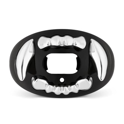 Battle Sports 3D Apex Predator Oxygen Football Mouthguard, Silver Chrome | Maximum protection, Safe secure comfortable fit, Built-in airflow channels, Advanced composite material, No boiling required - color: Silver Chrome