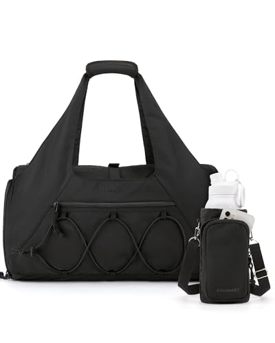 BAGSMART Gym Bag for Women, Lightweight Duffel with Shoe Compartment, Tote Bag with Wet Pocket for Yoga Travel, Black - color: Charcoal