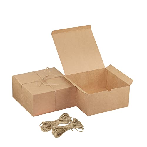 Xxcxpark 16 PCS Brown Kraft Gift Boxes 8x8x4 Inches, Decorative Party Favor Kraft Paper Gift Packaging Box with Lid for DIY Crafting, Cube, Cupcake, Kraft Present Boxes for Birthday, Wedding - color: 8x8x4 Inch (Brown)-16 PCS