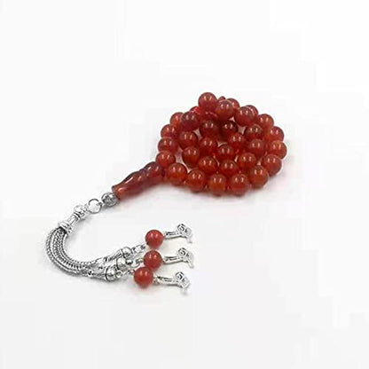 Tasbih Natural Red agates Stone Gemstones misbaha Muslim Adha eid Gift Islamic Accessories 33 Beads Bracelet Rosary Bead on Hand (10mmx99beads, red Agate) - size: 10mmx99beads
