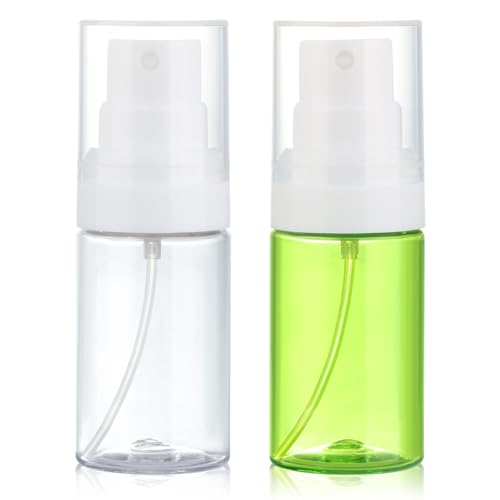 Small Spray Bottles Travel Size 2 Pack 1.35oz Mini Plastic Sprayer - color: clear+green