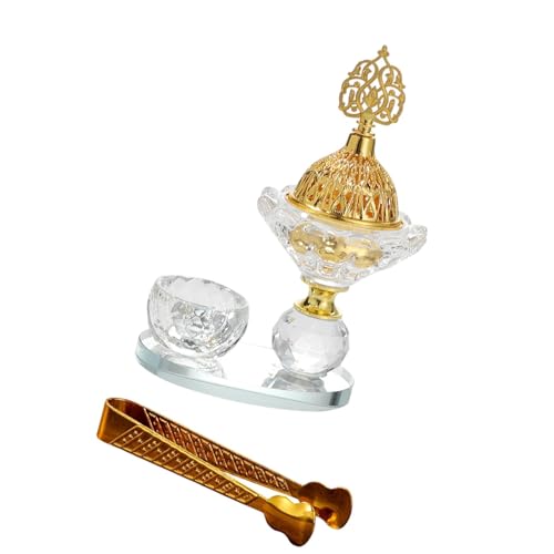 Glass Arabic Incense Burner with Tongs, Bakhoor and Cone Holder Tabletop Ornament for Living Room Yoga Meditation - style: Style C