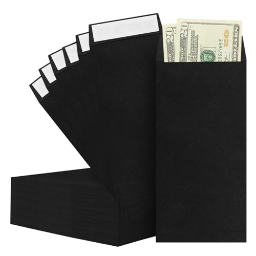 BONUS++ Envelope Set - 120 Envelopes for Cash, Checks, & Tickets; 80GSM, 3.2x6.6 inch Black Envelopes - Perfect for Cash Challenge Savers - size: 3.2x6.6in (Pack of 1)