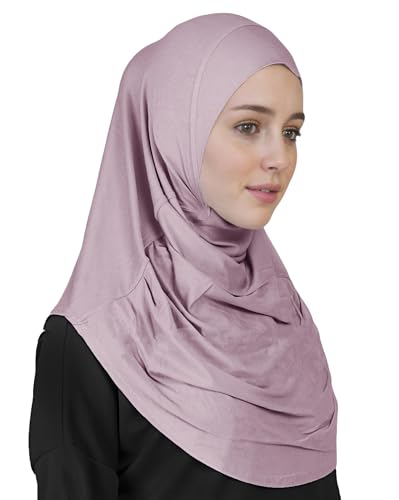 Lina & Lily Modal Jersey Muslim Amira Instant Hijab Scarf One Piece Ready-To-Wear - color: Dusty Rose