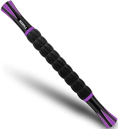 Muscle Roller Massage Roller Stick- Deep Tissue Fascia Blaster for Myofascial Pain Relief, Lymphatic Drainage & Body Sculpting, Handheld Physical Therapy & Recovery Tool (Purple Black-18 inch) - color: Purple Black