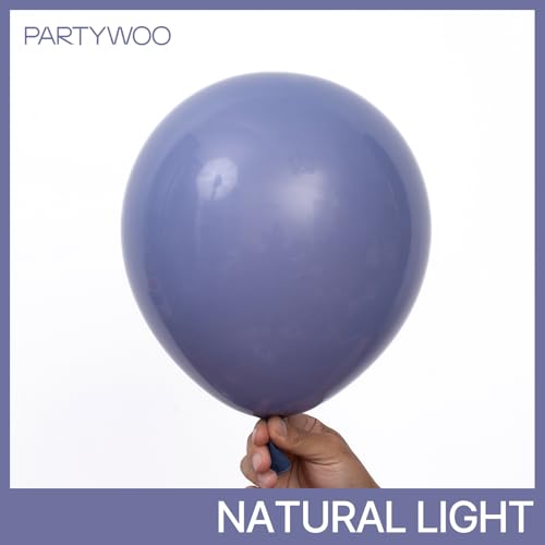 PartyWoo 더스티 블루 풍선 140피스 다양한 사이즈 팩 45.7cm(18인치), 30.5cm(12인치), 25.4cm(10인치), 12.7cm(5인치), 네이비 슬레이트 블루 보헤미안 뉴트럴 풍선 아치 키트, 베이비 샤워, 기념일, 졸업식, 생일 파티 장식, 블루-F15 - color: 블루-f15