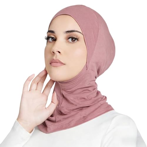 Yeieeo 4PCS Hijab Undercap for Women, No Slip Full Coverage Hijab Inner Cap, Soft Underscarf Breathable Headwear - color: White+beige+skin Pink+light Grey