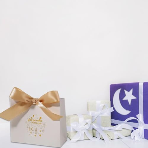 10pcs Eid Gift Bags Ramadan Snack Bags with Gold Ribbon, Reusable Eid Mubarak Bags for Presents Festive Party Wrapping - color: Style2