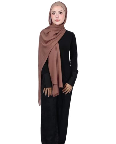 Modal Cotton Hijab Scarf for Women with Undercap Set - color: Tan