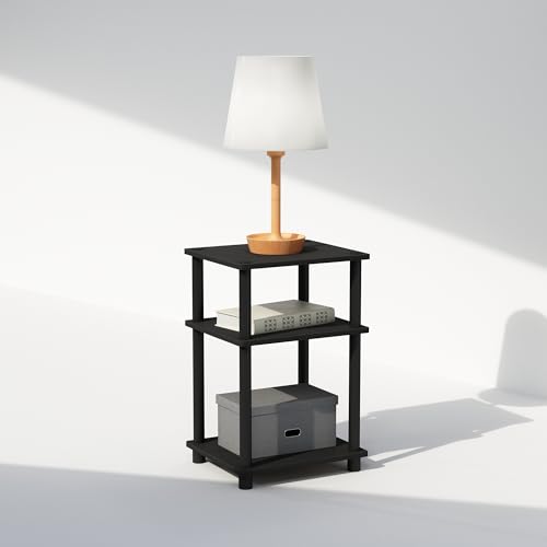 Furinno Just 3-Tier Turn-N-Tube Open Storage Nightstand, 1-Pack, Plastic Poles, Americano/Black - color: Americano/Black, size: 1-Pack