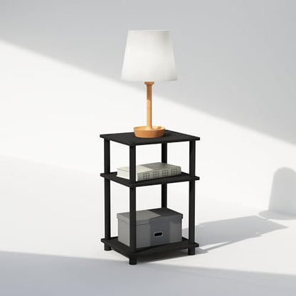 Furinno Just 3-Tier Turn-N-Tube Open Storage Nightstand, 1-Pack, Plastic Poles, Americano/Black - color: Americano/Black, size: 1-Pack