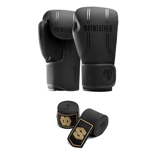 Hayabusa Mayweather Contender Boxing Gloves Kit for Men and Women - color: Black, size: 14oz
