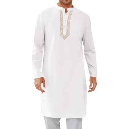 Men Islamic Caftan Thobe Big and Tall Breathable Prayer Clothes Saudi Arabic for Eid Home Casual Wear - color: White, size: 3X-Large