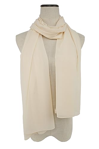 YOUR SMILE for Women Lightweight Breathable Solid Color Soft Chiffon Long Fashion Scarves Sun-proof Shawls Wrap - color: Beige