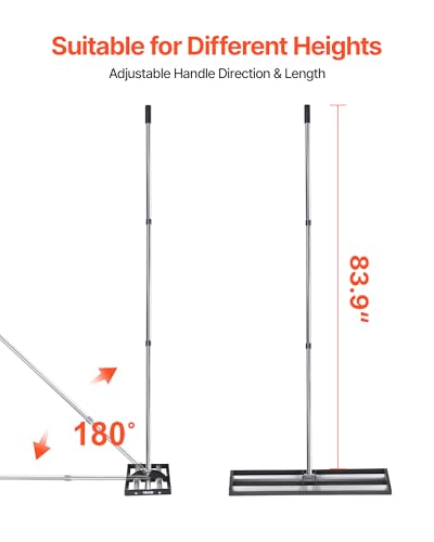 VEVOR Updated Lawn Leveling Rake with Roller, 30" x 10" Stainless Steel Lawn Leveler with 83.9" Adjustable Handle, Heavy Duty Yard Leveling Rake, Effort Saving Lawn Leveling Tool for Yard Golf Court - size: 10x30x84in(with Roller)