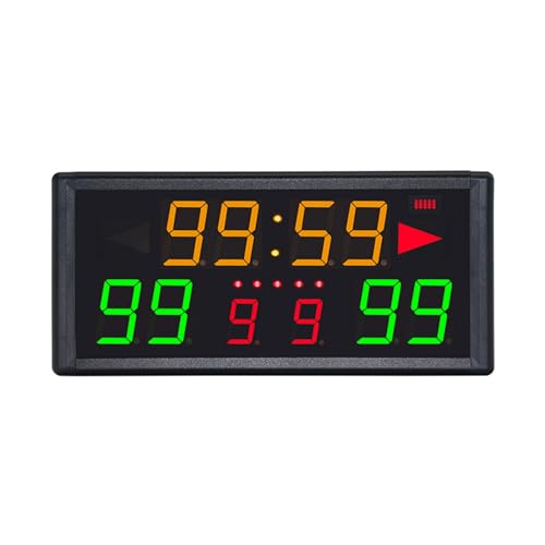 10 Digit Led Scoreboard, Sports Games Electronic Scoreboard, 7-8 Hours Stand-by,12/24h Clock, Countdown, for Basketball, Football, Tennis, Badminton, Table Tennis, Billiards