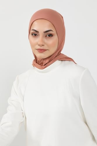 Aisha's Design Full Coverage%95 Cotton Bonnet for Women, Ready-to-Wear Hijab Bonnet Headscarf with Neck Coverage - color: Cappuccino