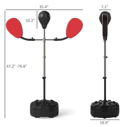 Soozier 3-in-1 Boxing Bag with Stand Adjustable Height 2 Target Arms Black | Punching Speed Bag Set, Freestanding Boxing Bag, Training, Exercise, Fitness, Stress Relief