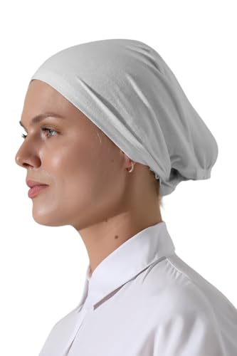 ihvan online Hijab Cap, Beanie Under Cap Scarf, Head Wraps for Women, Muslim Hijab Undercap with Tie-Back Closure - color: White