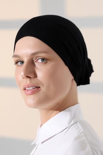 ihvan online, Hijab Cap, Beanie Undercap Scarf, Turban Head Wraps for Women, Hair Wrap, Muslim Under Scarf Hijab Cap - color: Black