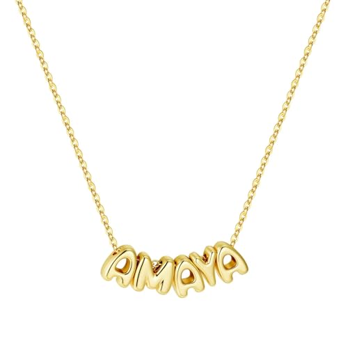 M MOOHAM Mothers Day Gifts - Custom Name Necklace 14K Gold Plated Necklace Personalized Monogram Pendant Name Necklaces for Women Trendy Jewelry Gifts for Women Mom Her Birthday Gifts - style: Amaya