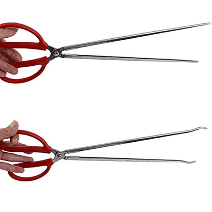 Crab Tongs - Set of 2 Multi-Function Clip Scissor Tongs, Anti-Slip Clamp, 15-Inch Long