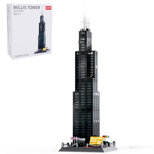 CAXIMSY Willis Tower Chicago Architecture Model Building Blocks Sets The Office Landmarks Skyline Set Toys Collection for Kids Adults 1241Pcs - style: Willis Tower Model