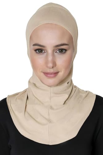 Lina & Lily Modal Jersey Full Coverage Ninja Hijab Undercap with Neck Cover for Muslim Women - color: Beige