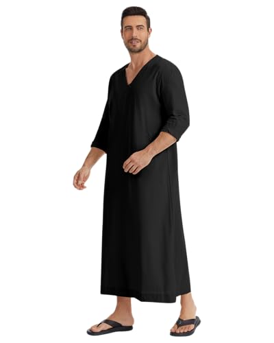 YAOHUOLE Arabic Thobe for Men Islamic Clothing Mens Kaftan Thobe - color: Black, size: Large