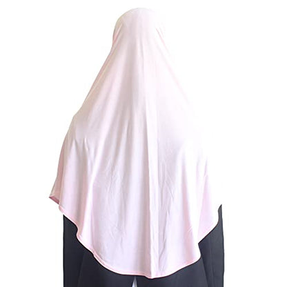 Women's Instant Hijab Muslim Headscarf Prayer Scarf Soft Breathable Stretchy Wrap - color: Pink
