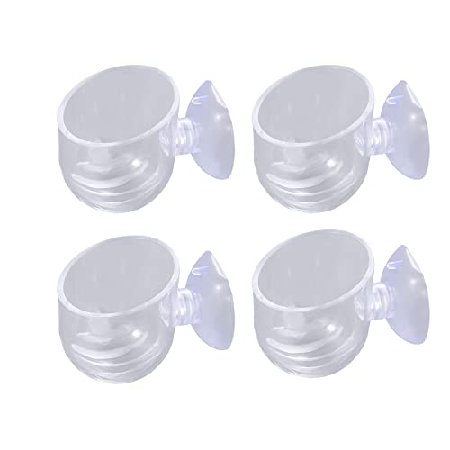 Leadigol 4Pcs Mini Aquatic Planting Pot,1.97 x 1.17 inch,Acrylic Water Plant Cups with Suction Holder,Aquarium Decor Aquatic Cup,for Aquarium Plant Decoration