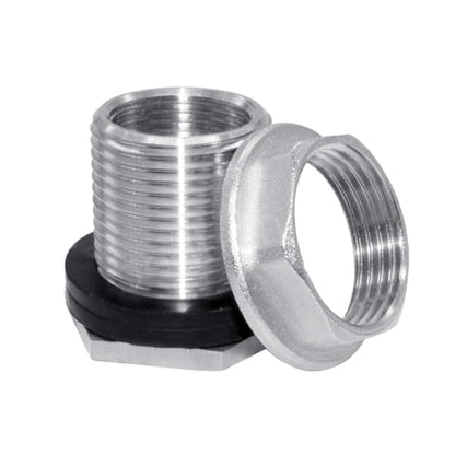 Beduan Stainless Garden Hose Bulkhead Fitting, 1 NPS Male to 3/4 GHT Female Bulkhead Water Tank Connector Thru-bulk Fitting for Rain Barrels, Aquariums, Sinks, Irrigation - size: 1 NPS Male x 3/4 GHT Female, style: PackOf 1