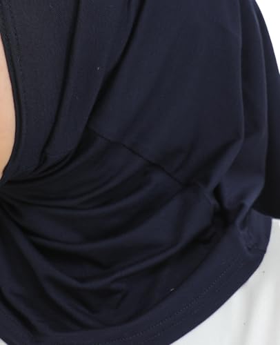Prien Sport Instant Hijab For Women, Muslim Cotton Turban, Soft Head Scarf, Ready To Wear Hijabs Prayer Clothes, Islamic Wear - color: Navy Blue
