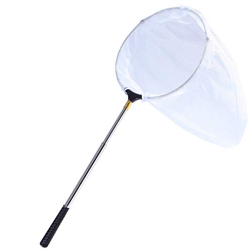 Telescopic Butterfly Net, Stainless Steel Extendable Fishing, 15 in - 70 in Insect Toy Nets for Kids and Family (Silver)